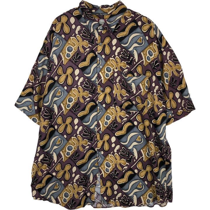 CHIAMARE All-Over Print Short Sleeve Rayon Shirt, Men's Size L Rayon purple type Vintage Second Hand
