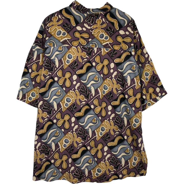 CHIAMARE All-Over Print Short Sleeve Rayon Shirt, Men's Size L Rayon purple type Vintage Second Hand