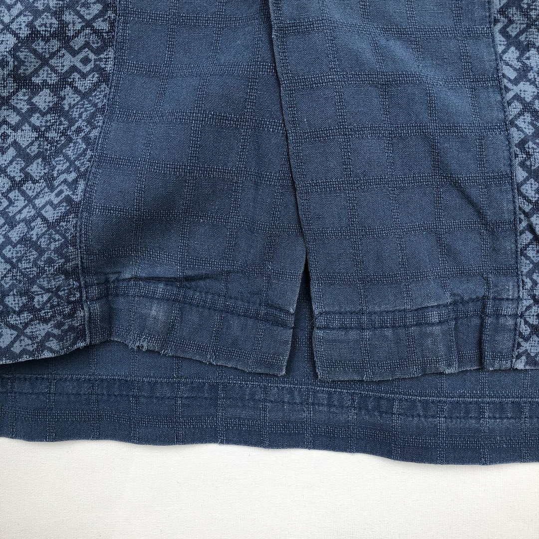 HAGGAR All-over print short-sleeved silk shirt, boxy style, men's size XL. silk blue type Vintage Second Hand