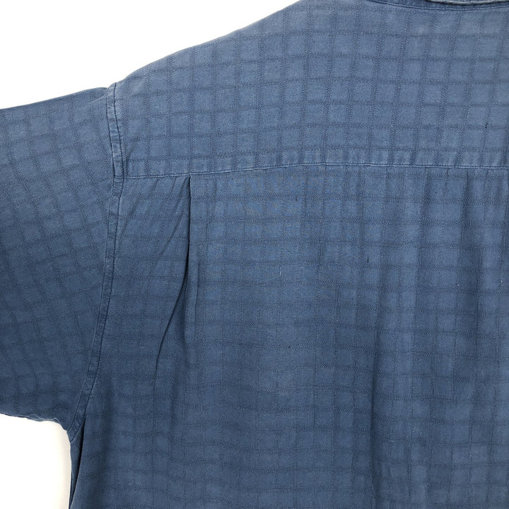 HAGGAR All-over print short-sleeved silk shirt, boxy style, men's size XL. silk blue type Vintage Second Hand