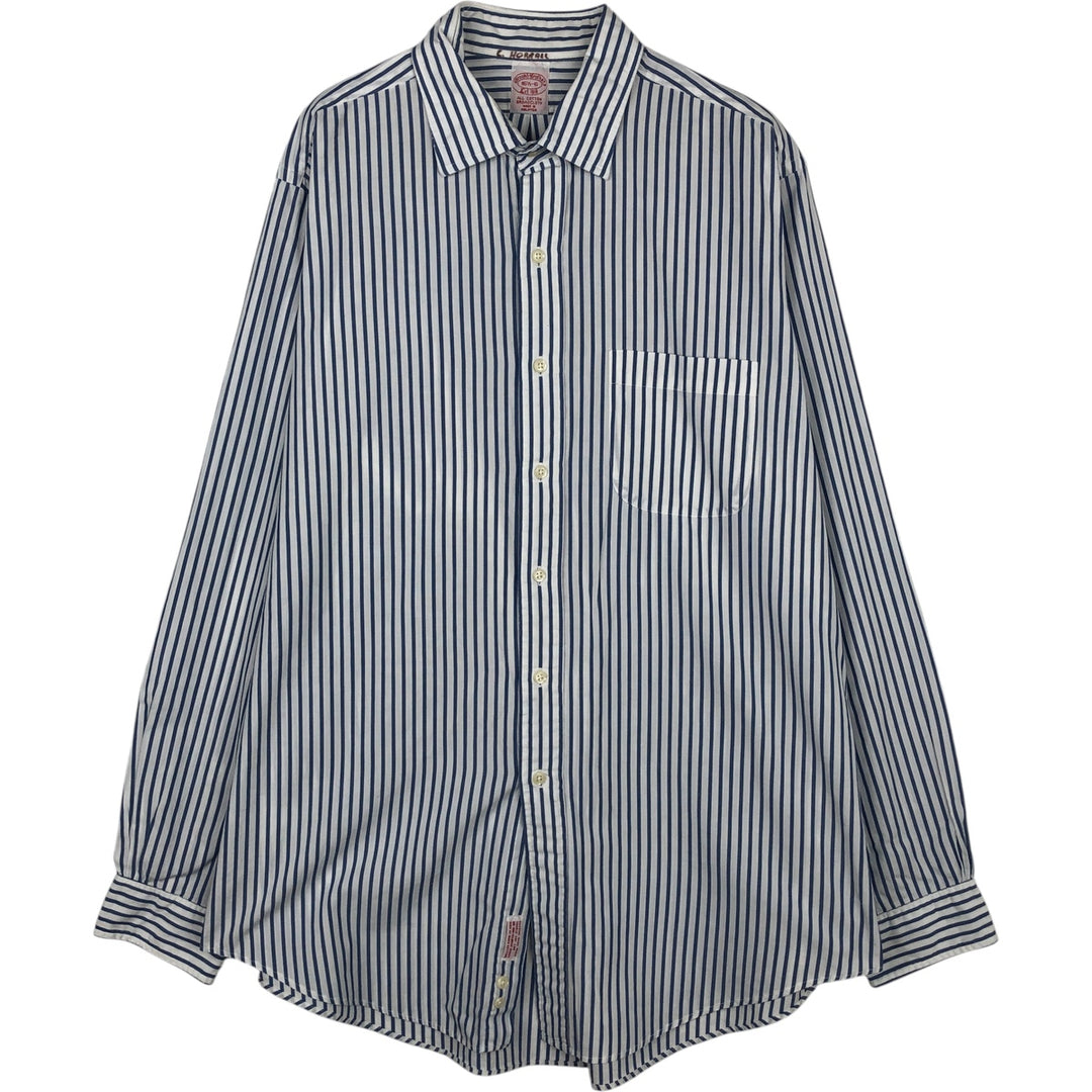 Brooks Brothers Est.1818 Long Sleeve Cotton Striped Shirt, Men's Size L cotton white type Vintage Second Hand