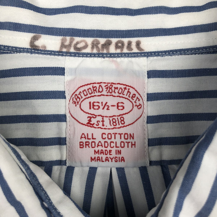 Brooks Brothers Est.1818 Long Sleeve Cotton Striped Shirt, Men's Size L cotton white type Vintage Second Hand