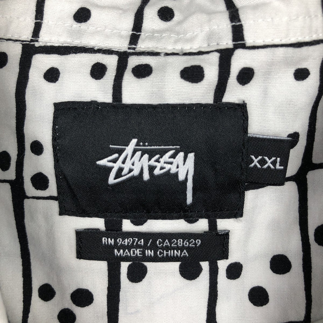 Stussy all-over print short-sleeved cotton shirt, men's size XXL cotton white type Vintage Second Hand