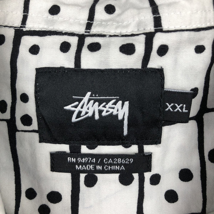 Stussy all-over print short-sleeved cotton shirt, men's size XXL cotton white type Vintage Second Hand