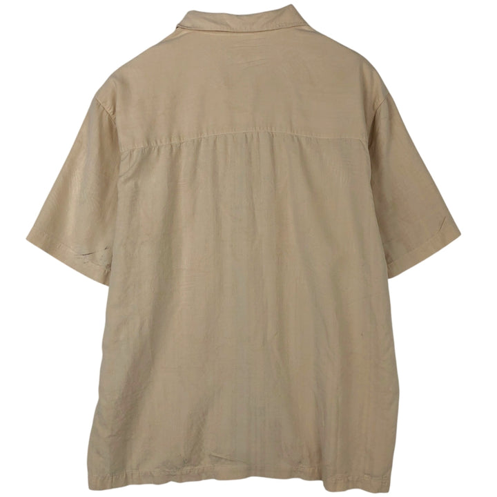 BOCA CLASSIC All-Over Print Short Sleeve Silk Shirt, Men's Size XL linen Beige type Vintage Second Hand