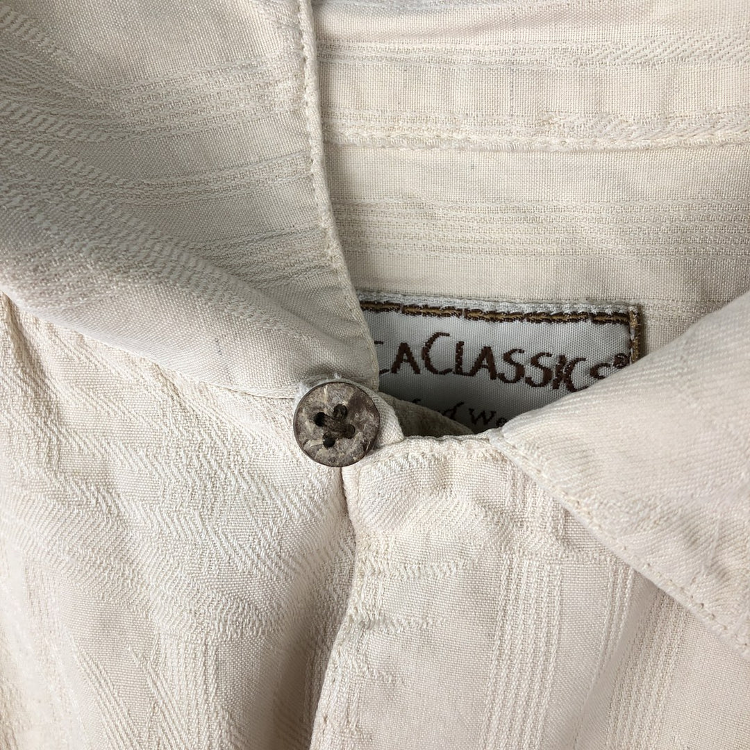 BOCA CLASSIC All-Over Print Short Sleeve Silk Shirt, Men's Size XL linen Beige type Vintage Second Hand