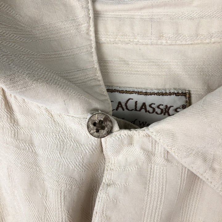 BOCA CLASSIC All-Over Print Short Sleeve Silk Shirt, Men's Size XL linen Beige type Vintage Second Hand