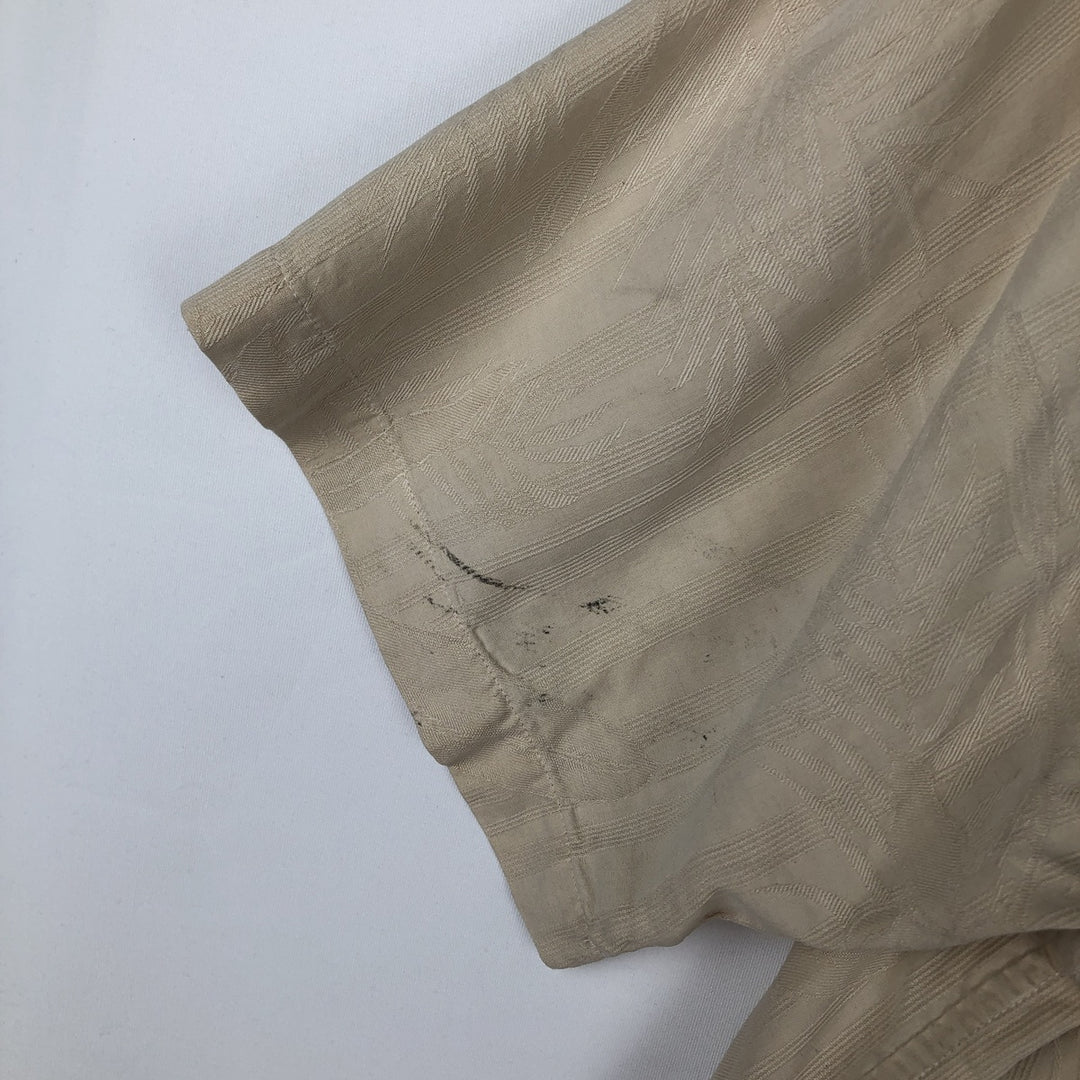 BOCA CLASSIC All-Over Print Short Sleeve Silk Shirt, Men's Size XL linen Beige type Vintage Second Hand