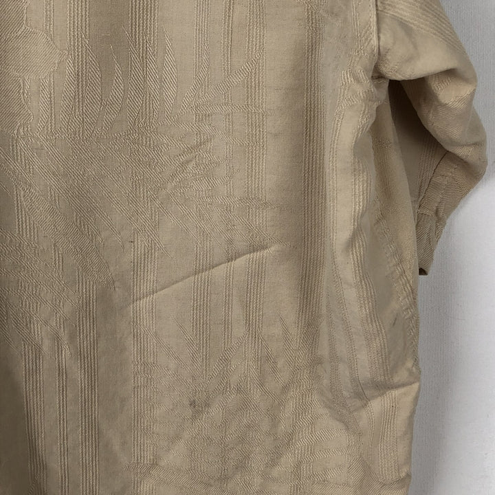 BOCA CLASSIC All-Over Print Short Sleeve Silk Shirt, Men's Size XL linen Beige type Vintage Second Hand