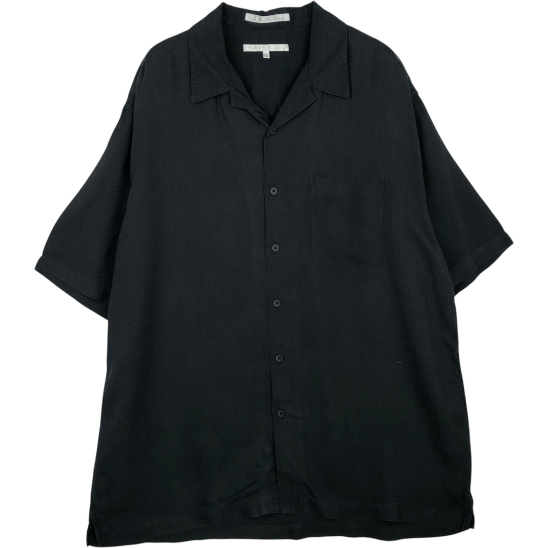 Perry Ellis PERRY ELLIS Short Sleeve Open Collar Silk Shirt Box Shirt Men's L Size silk black type Vintage Second Hand