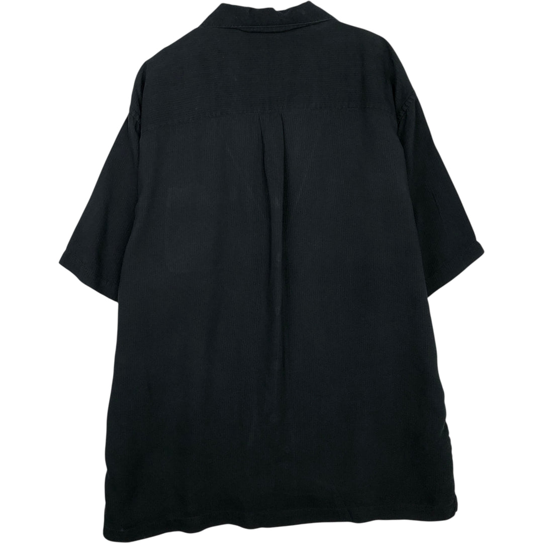 Perry Ellis PERRY ELLIS Short Sleeve Open Collar Silk Shirt Box Shirt Men's L Size silk black type Vintage Second Hand