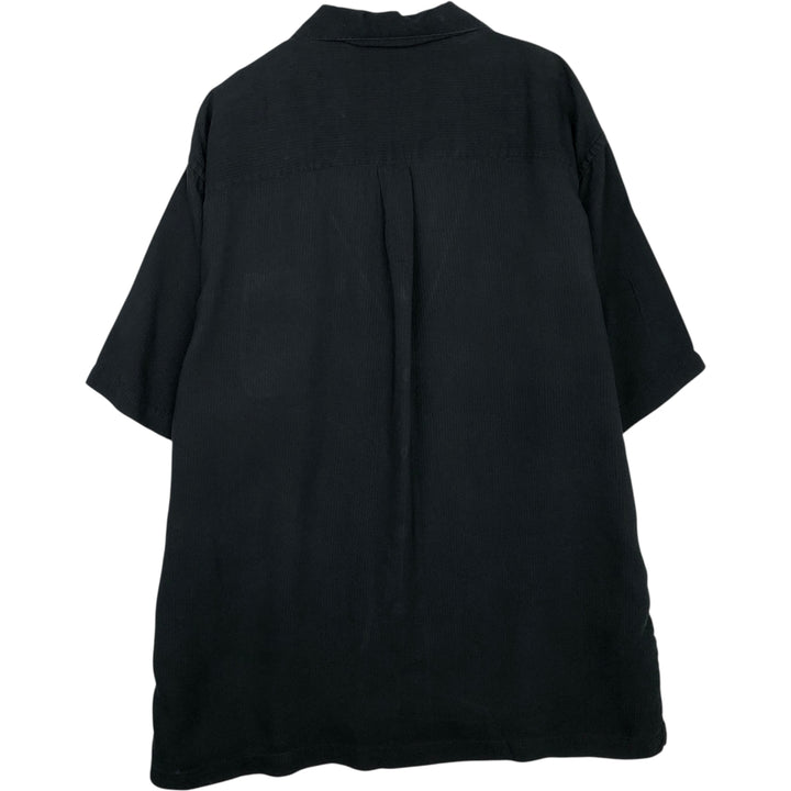 Perry Ellis PERRY ELLIS Short Sleeve Open Collar Silk Shirt Box Shirt Men's L Size silk black type Vintage Second Hand