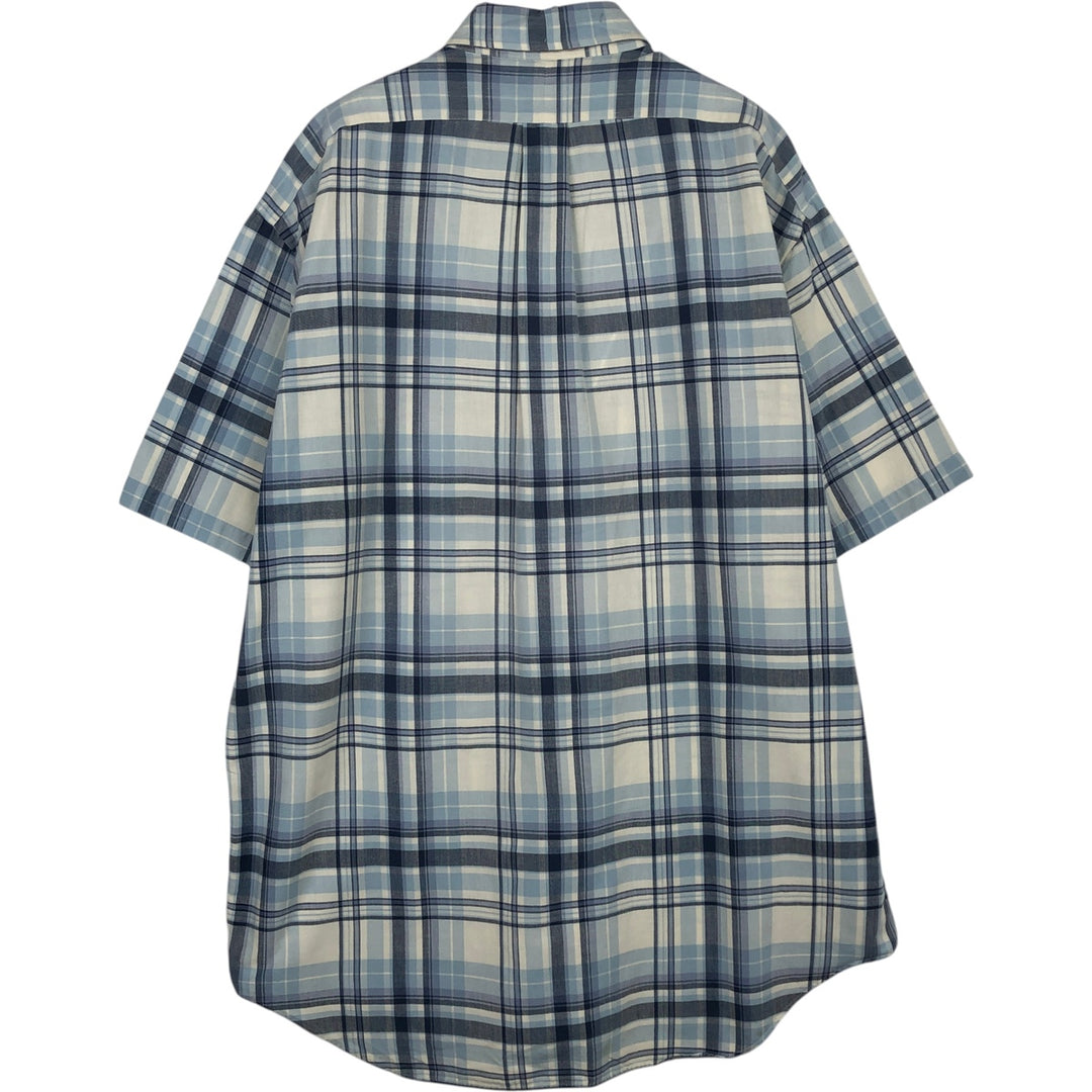 Ralph Lauren BLAKE short sleeve button down check shirt, men's size L cotton Blue type light blue Vintage Second Hand