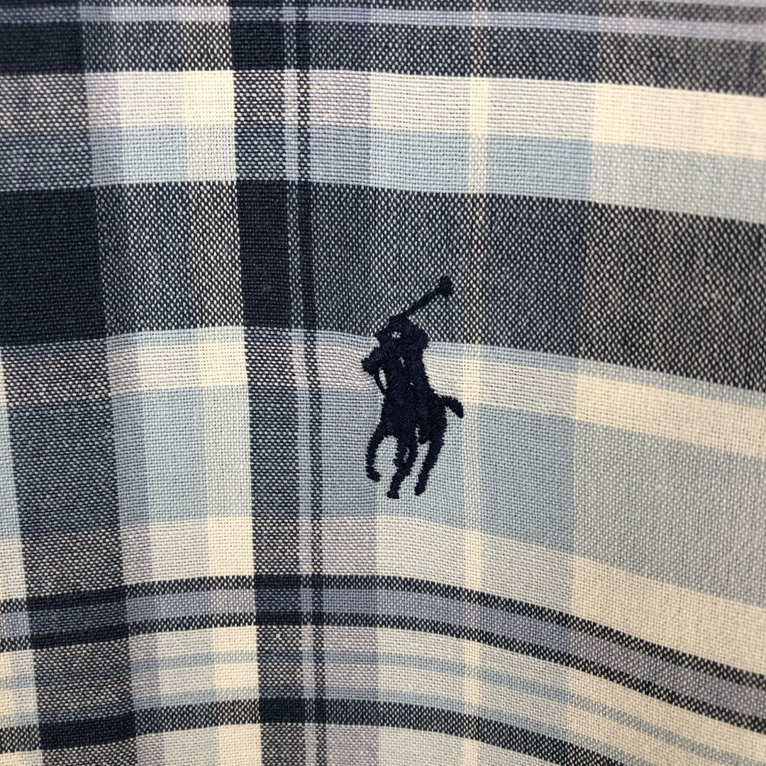 Ralph Lauren BLAKE short sleeve button down check shirt, men's size L cotton Blue type light blue Vintage Second Hand