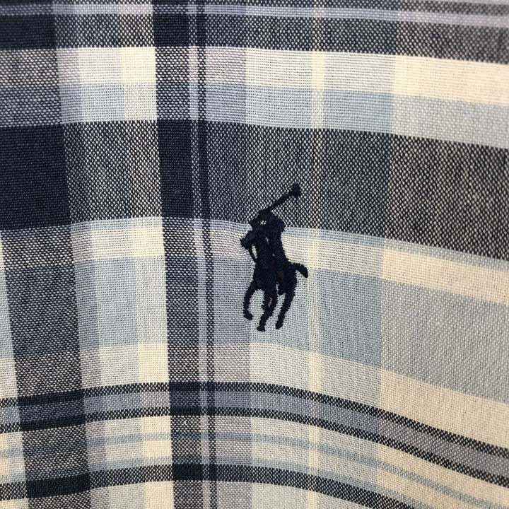 Ralph Lauren BLAKE short sleeve button down check shirt, men's size L cotton Blue type light blue Vintage Second Hand