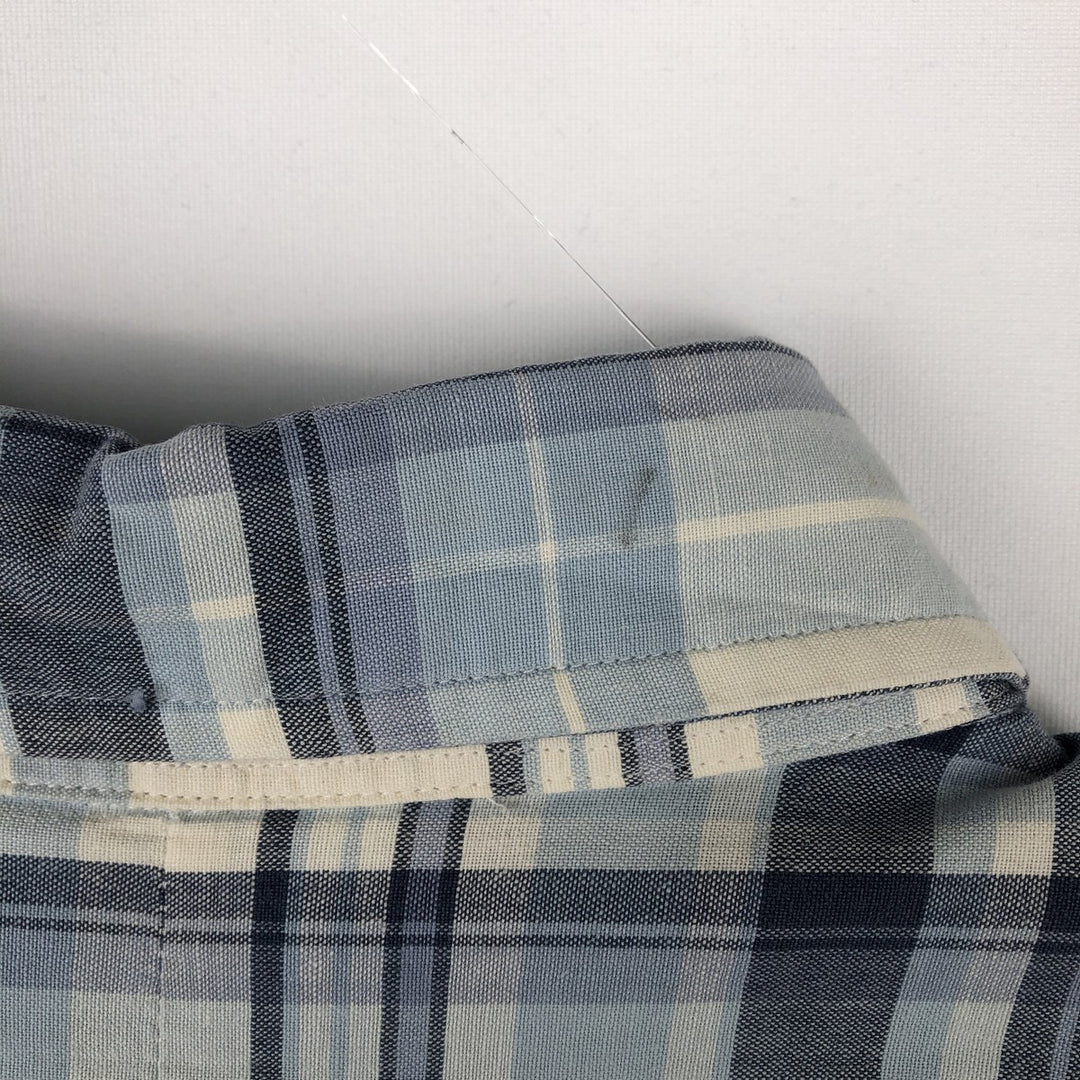 Ralph Lauren BLAKE short sleeve button down check shirt, men's size L cotton Blue type light blue Vintage Second Hand
