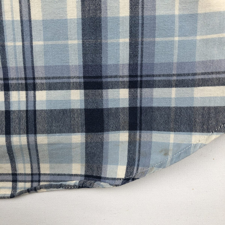 Ralph Lauren BLAKE short sleeve button down check shirt, men's size L cotton Blue type light blue Vintage Second Hand