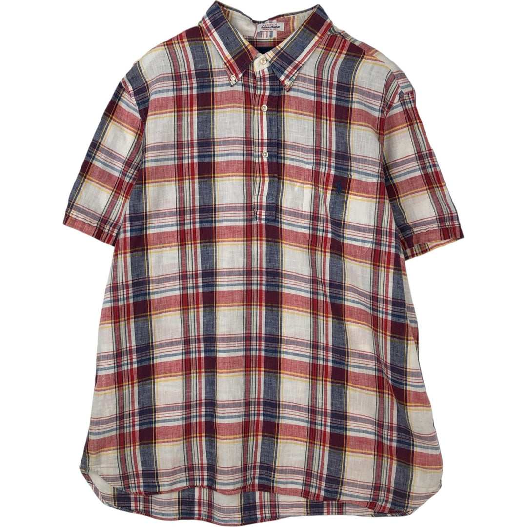 Ralph Lauren Classic Fit short sleeve button down check shirt, men's size XL cotton white type Vintage Second Hand