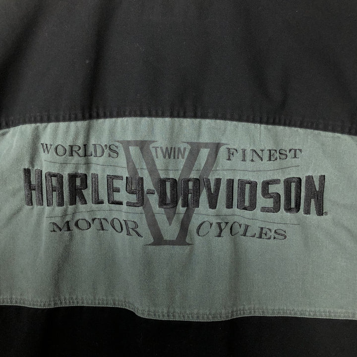 Harley-Davidson Short Sleeve Work Shirt, Men's Size L cotton black type Vintage Second Hand