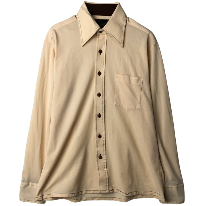 1970'S Sears The Men's Store Long-Sleeve Polyester Shirt, Men's Size L (approx.), Vintage polyester unbleached Vintage Second Hand