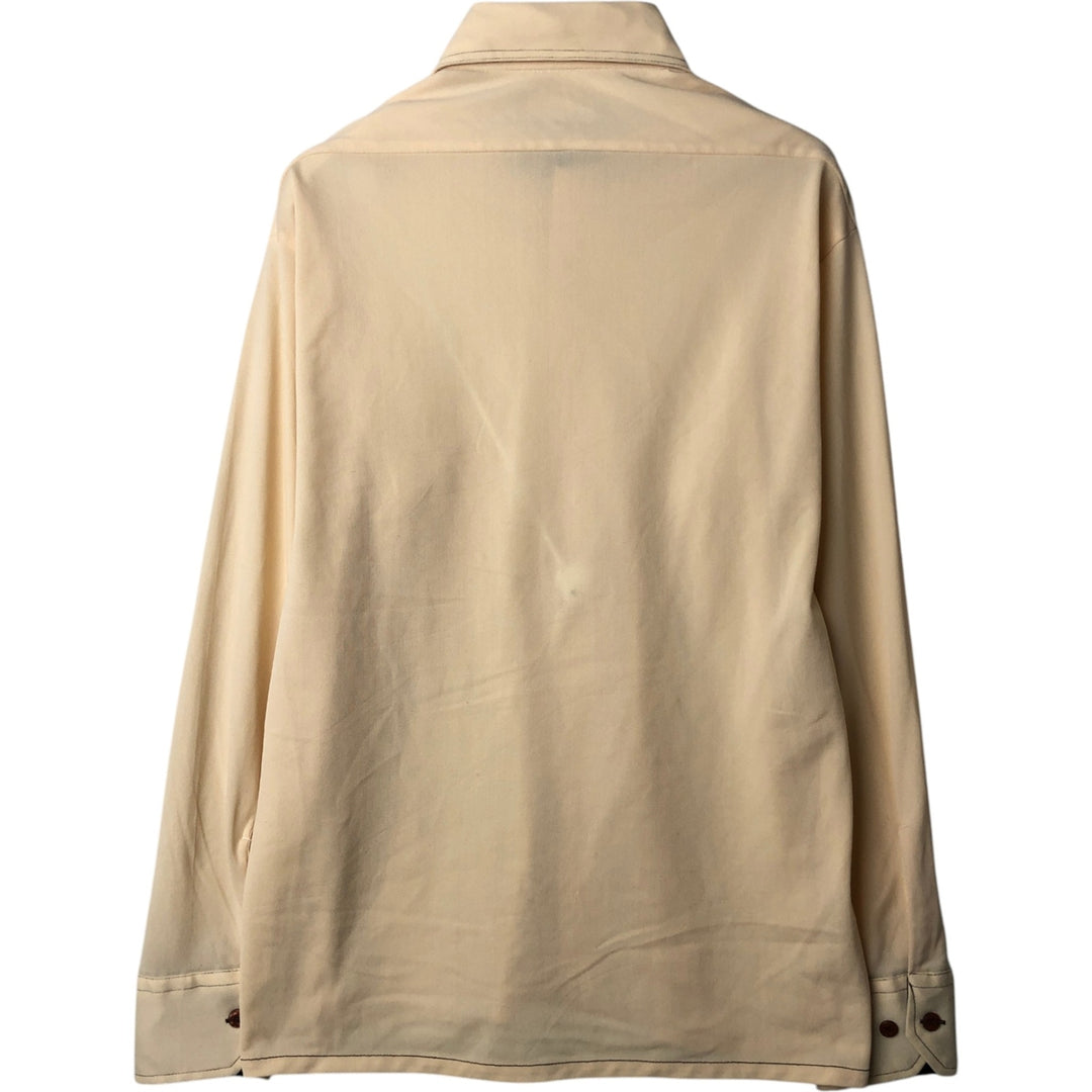 1970'S Sears The Men's Store Long-Sleeve Polyester Shirt, Men's Size L (approx.), Vintage polyester unbleached Vintage Second Hand