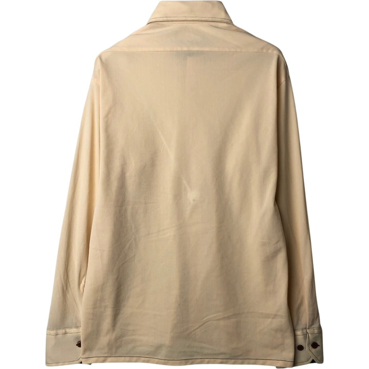 1970'S Sears The Men's Store Long-Sleeve Polyester Shirt, Men's Size L (approx.), Vintage polyester unbleached Vintage Second Hand