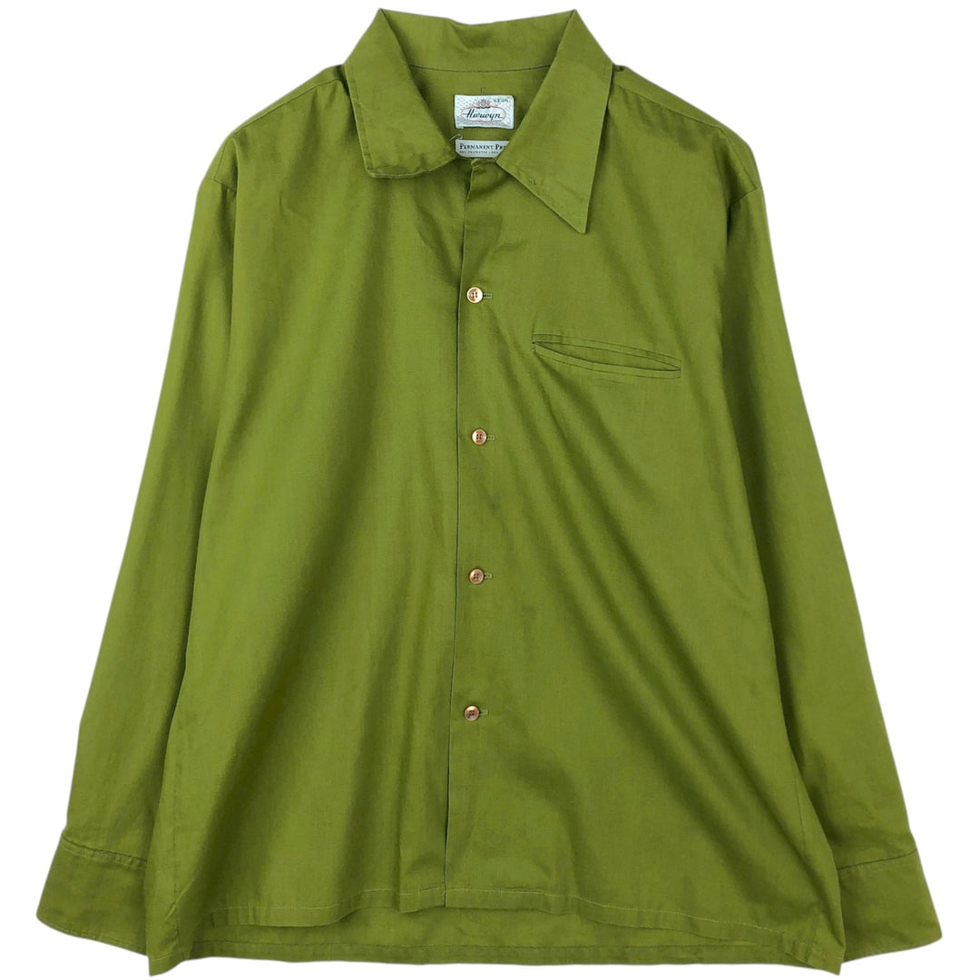 Vintage 1970'S HARWYN long-sleeved polycotton shirt, men's size L cotton green type Vintage Second Hand