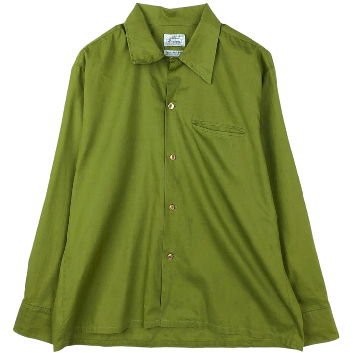 Vintage 1970'S HARWYN long-sleeved polycotton shirt, men's size L cotton green type Vintage Second Hand