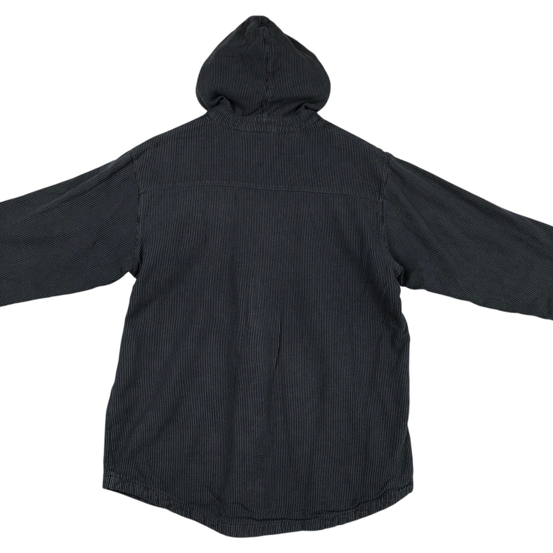 Nike 6.0 Hooded Long Sleeve Cotton Striped Shirt, Men's Size Medium cotton navy blue type Vintage Second Hand
