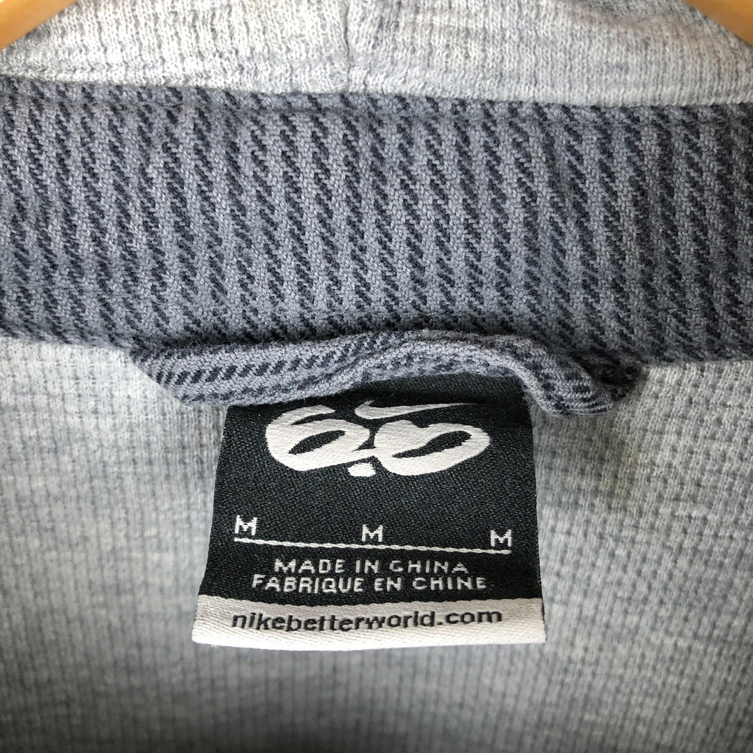 Nike 6.0 Hooded Long Sleeve Cotton Striped Shirt, Men's Size Medium cotton navy blue type Vintage Second Hand