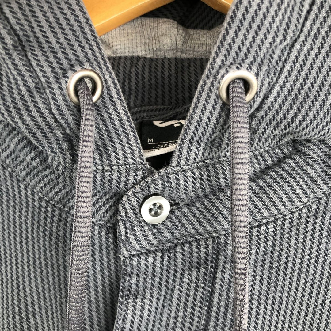Nike 6.0 Hooded Long Sleeve Cotton Striped Shirt, Men's Size Medium cotton navy blue type Vintage Second Hand