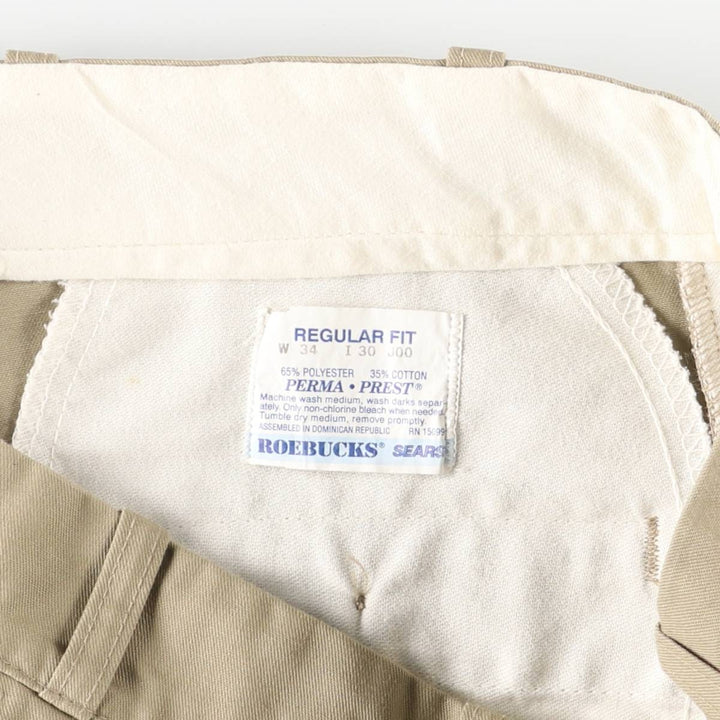 80s-90'S Sears ROEBUCKS Work Pants, Men's W34 (approx.), Vintage polyester Beige type Vintage Second Hand