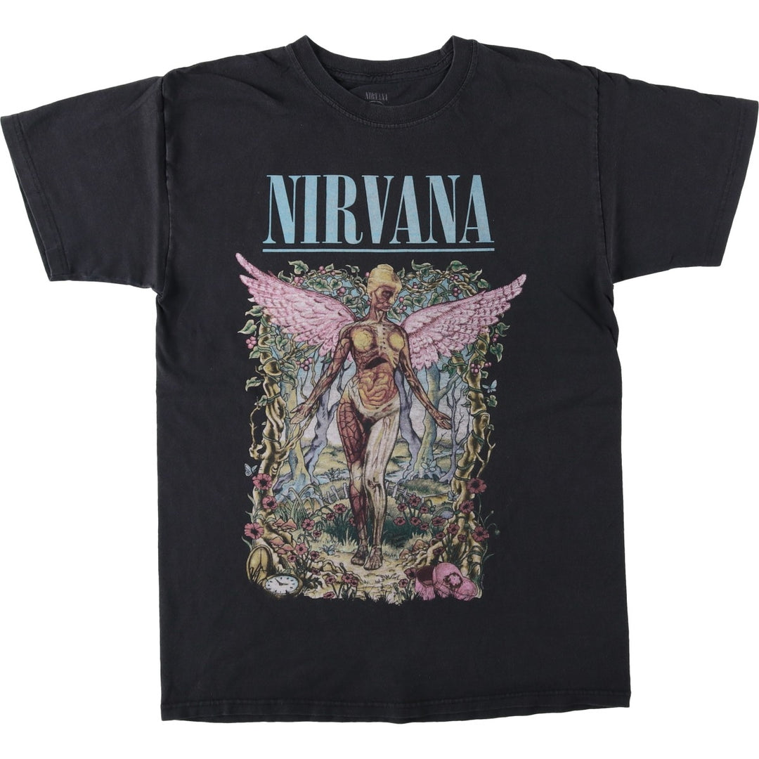 NIRVANA Nirvana Band T-shirt, Band T, Men's M size cotton black type Vintage Second Hand