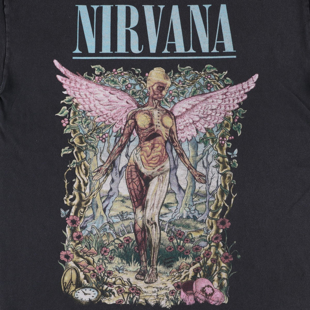 NIRVANA Nirvana Band T-shirt, Band T, Men's M size cotton black type Vintage Second Hand