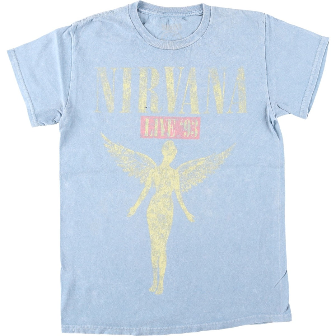 NIRVANA Nirvana Band T-shirt, Band T, Men's S size cotton Blue type light blue Vintage Second Hand