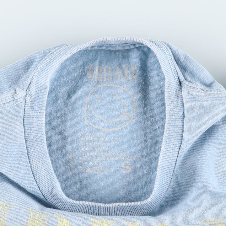 NIRVANA Nirvana Band T-shirt, Band T, Men's S size cotton Blue type light blue Vintage Second Hand