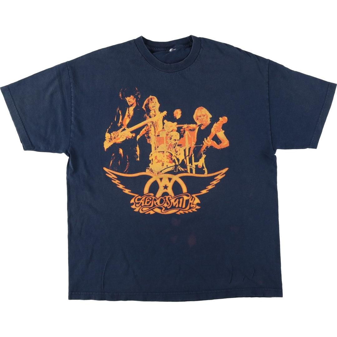 AEROSMITH Aerosmith Band T-shirt, Band T, Men's XL size unclear navy blue type Vintage Second Hand