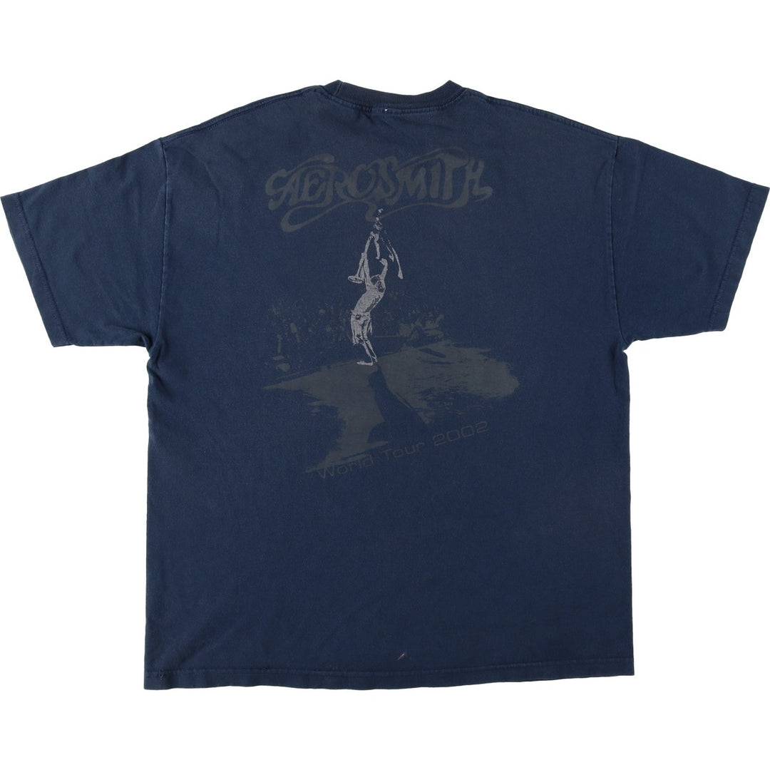 AEROSMITH Aerosmith Band T-shirt, Band T, Men's XL size unclear navy blue type Vintage Second Hand