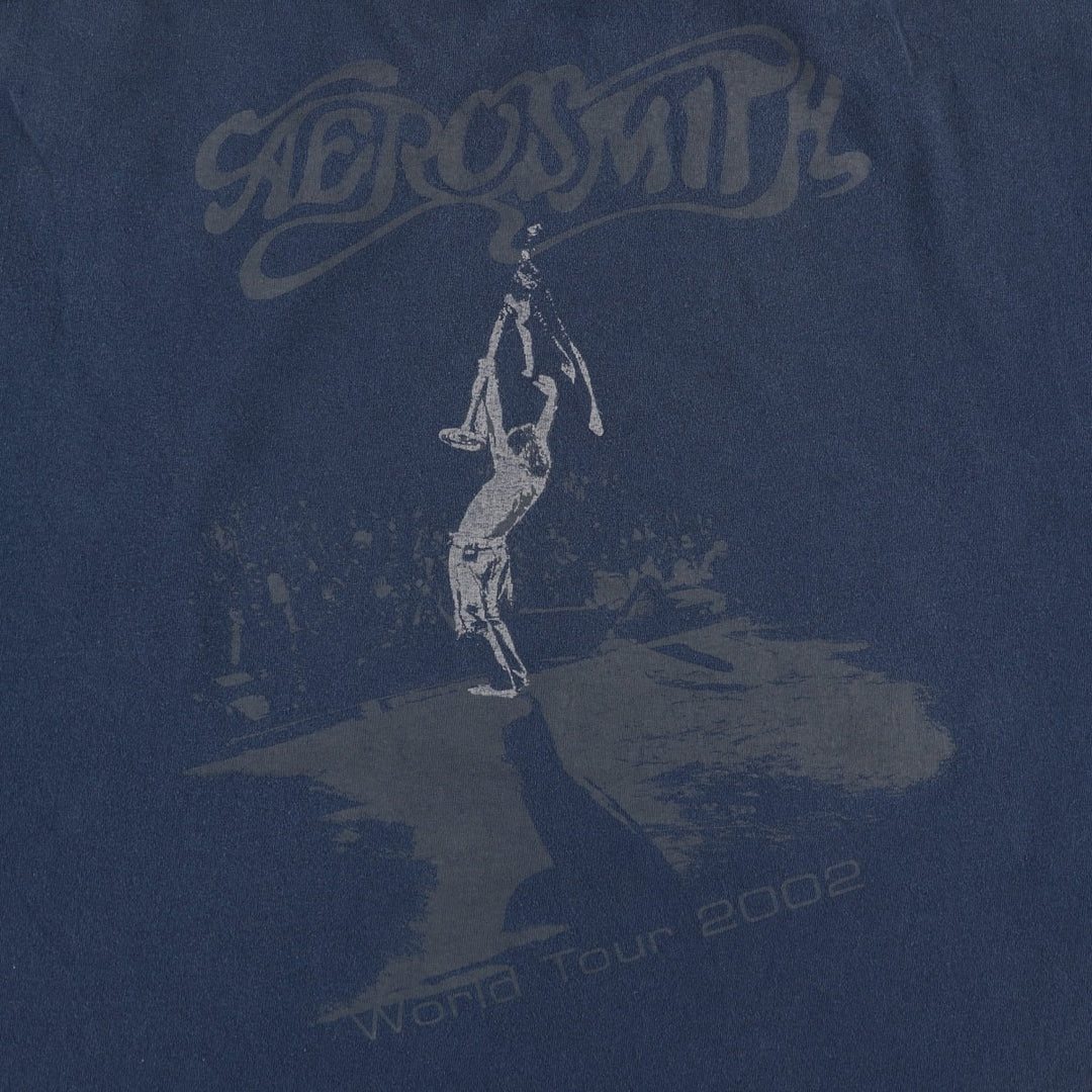 AEROSMITH Aerosmith Band T-shirt, Band T, Men's XL size unclear navy blue type Vintage Second Hand