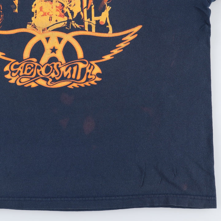 AEROSMITH Aerosmith Band T-shirt, Band T, Men's XL size unclear navy blue type Vintage Second Hand