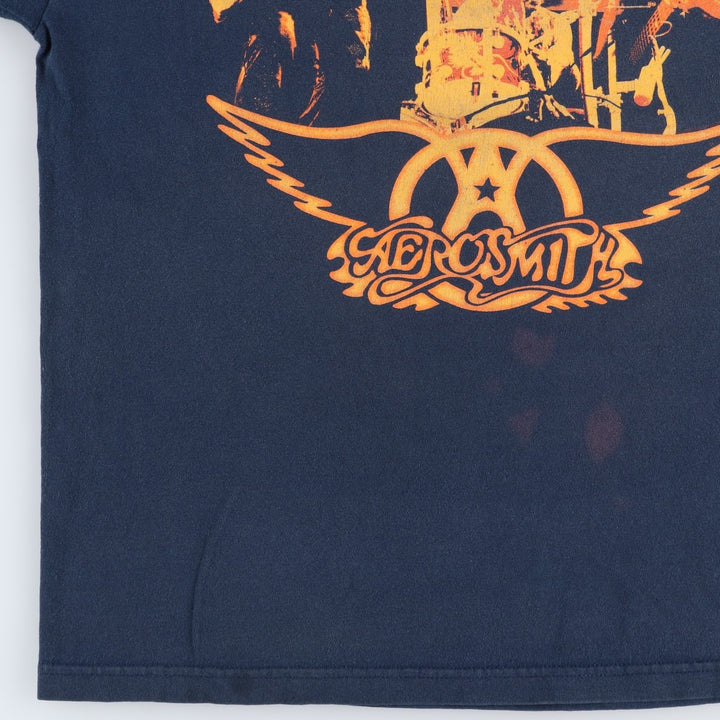 AEROSMITH Aerosmith Band T-shirt, Band T, Men's XL size unclear navy blue type Vintage Second Hand