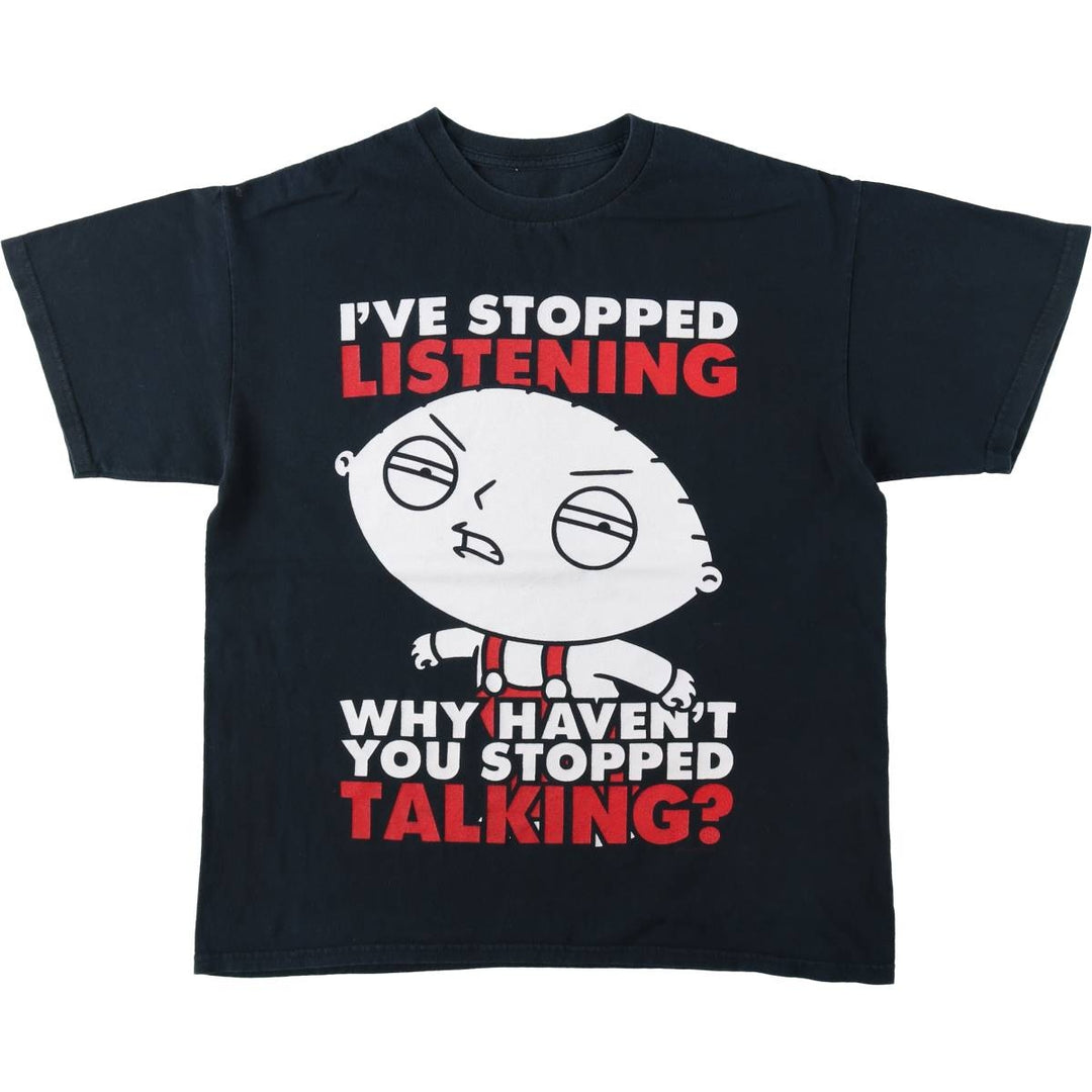 FAMILY GUY Anime Character Print T-Shirt, Men's Size XL (approx.) unclear navy blue type Vintage Second Hand