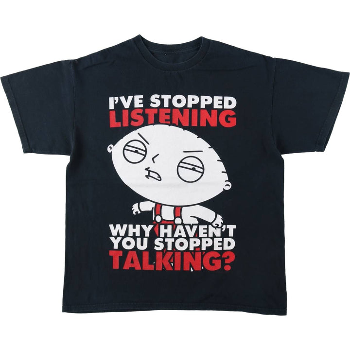 FAMILY GUY Anime Character Print T-Shirt, Men's Size XL (approx.) unclear navy blue type Vintage Second Hand