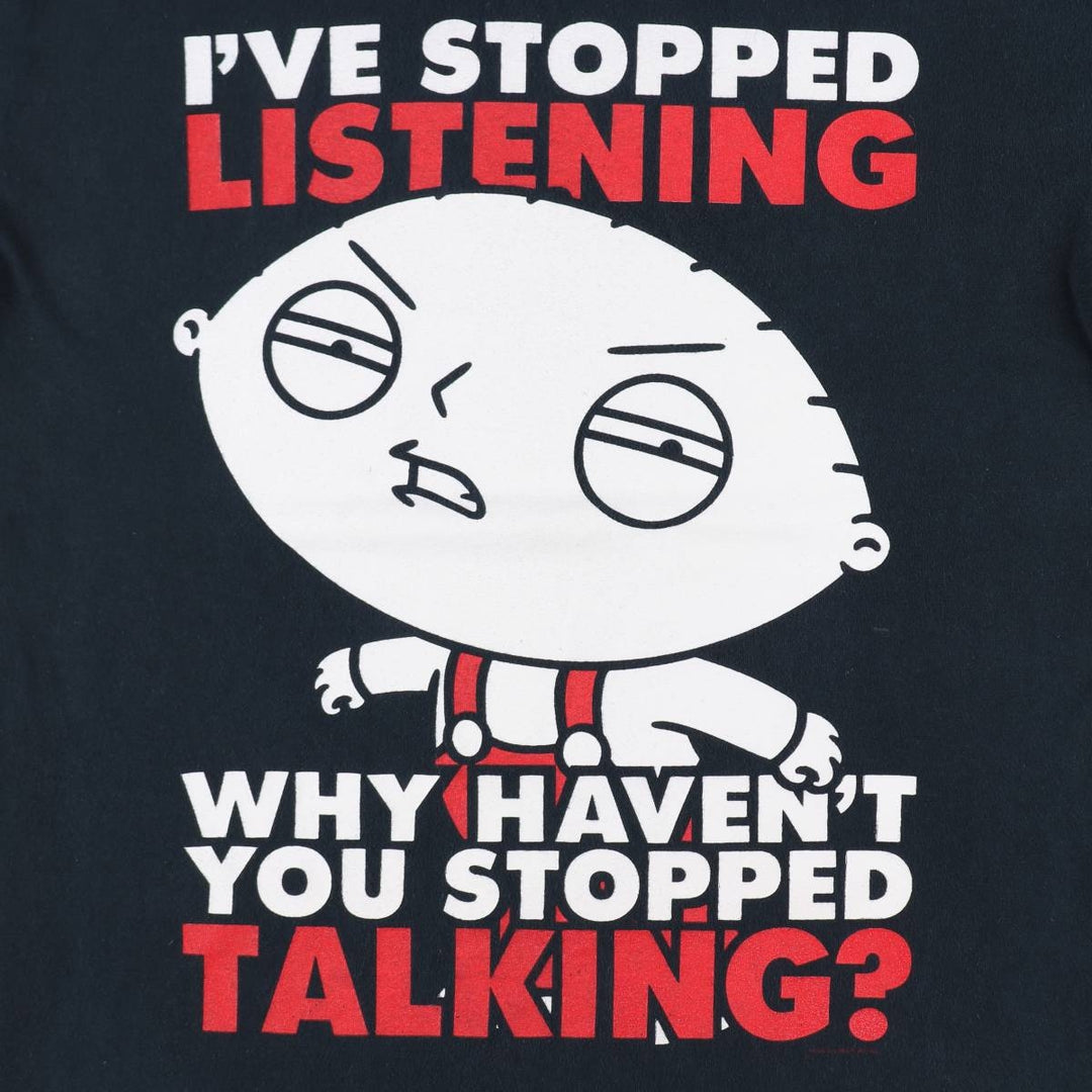 FAMILY GUY Anime Character Print T-Shirt, Men's Size XL (approx.) unclear navy blue type Vintage Second Hand