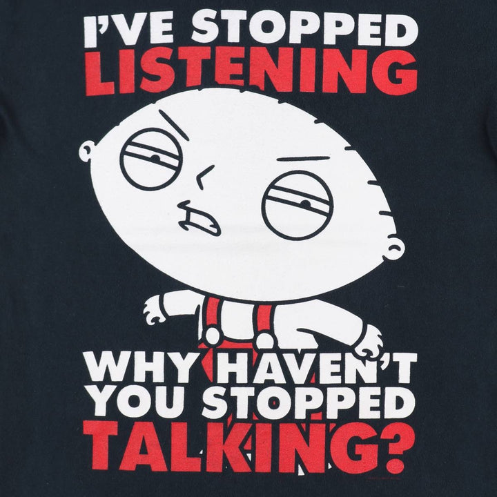 FAMILY GUY Anime Character Print T-Shirt, Men's Size XL (approx.) unclear navy blue type Vintage Second Hand