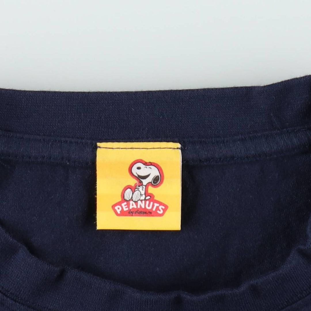 PEANUTS Charlie Brown Character Print T-Shirt (Men's Size M) cotton navy blue type Vintage Second Hand