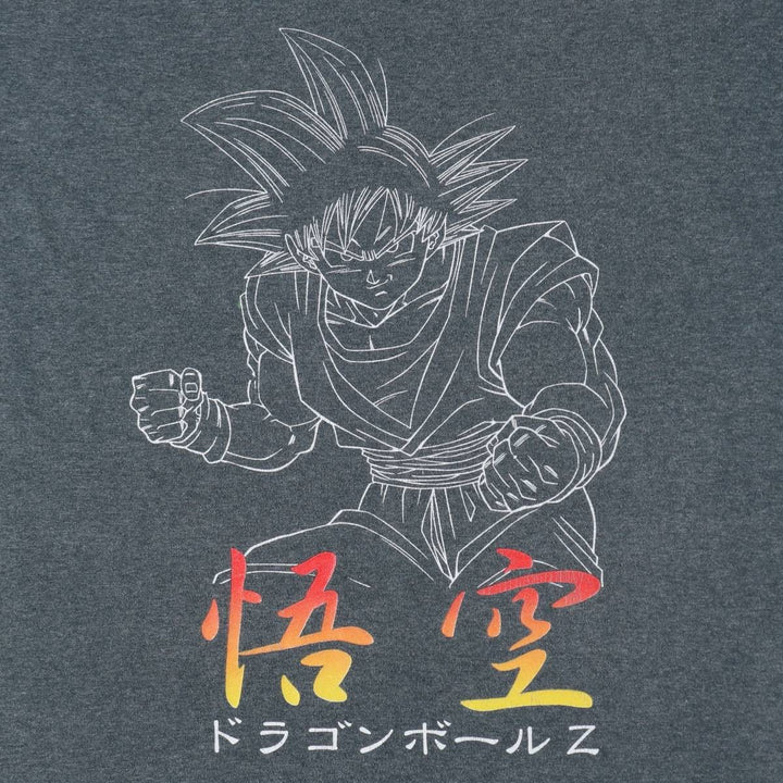 Dragon Ball Z Son Goku Anime Character Print T-Shirt, Men's Size L cotton Blue type light blue Vintage Second Hand