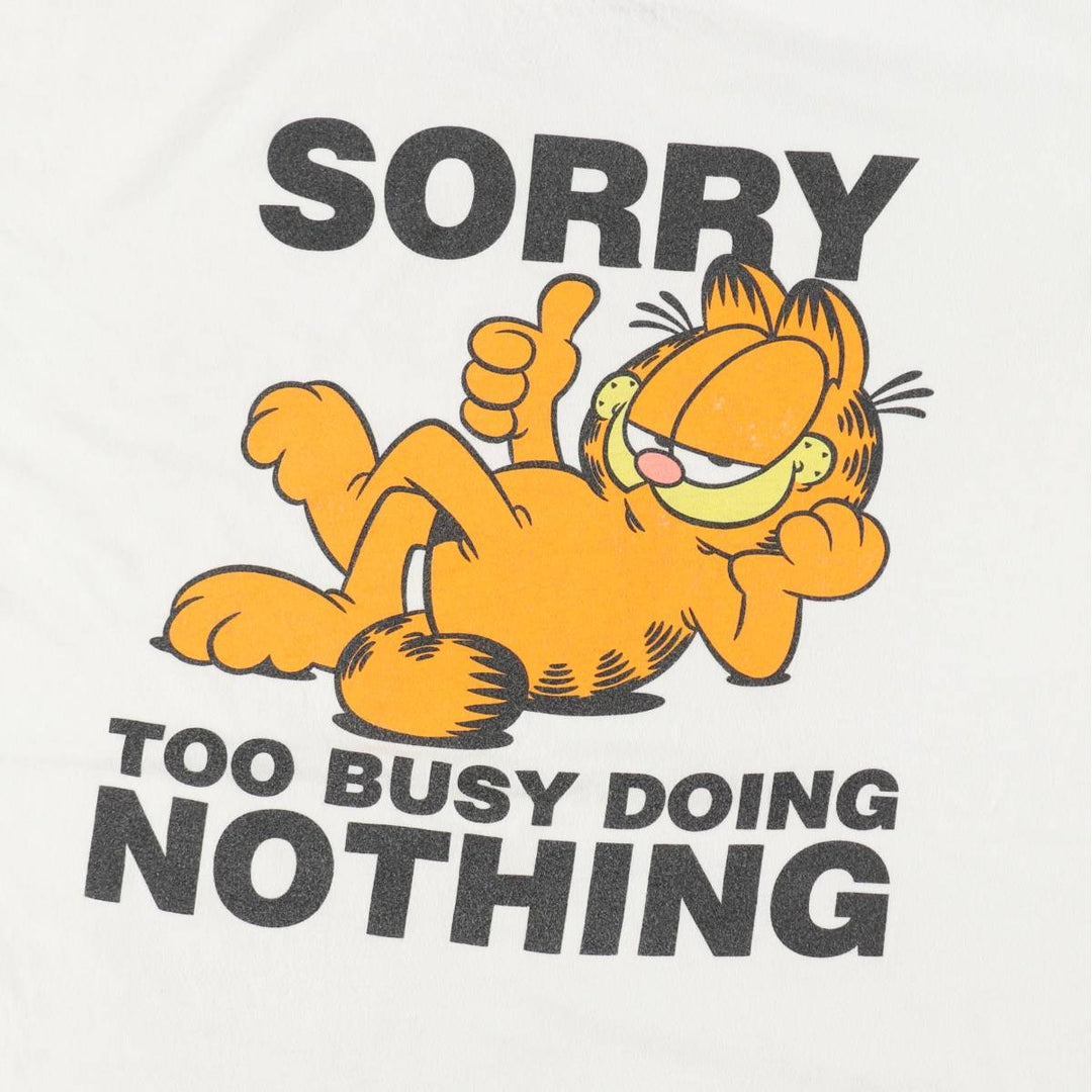 GARFIELD Garfield character print T-shirt, men's XL size cotton white type Vintage Second Hand