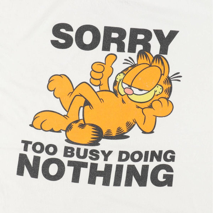 GARFIELD Garfield character print T-shirt, men's XL size cotton white type Vintage Second Hand