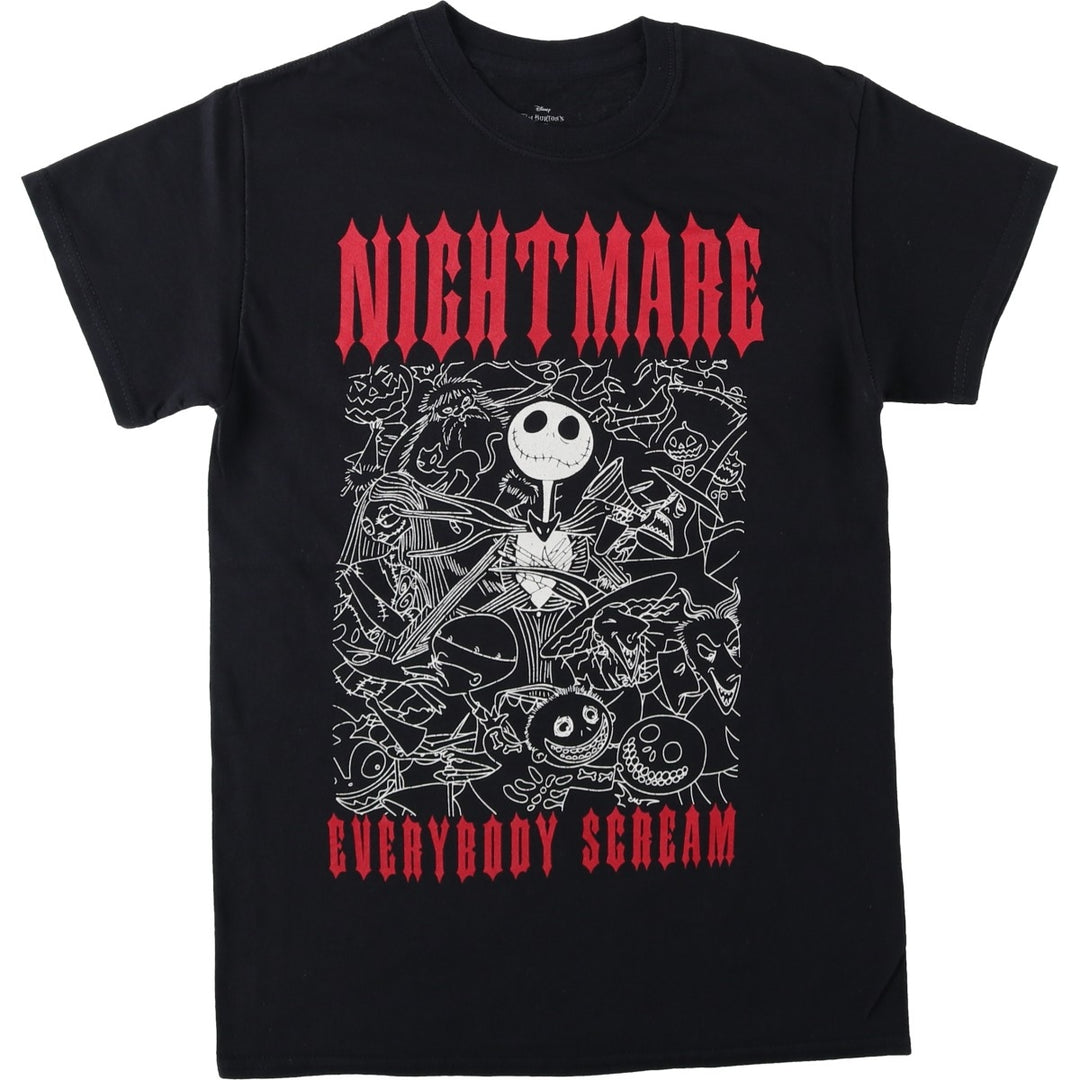 THE NIGHTMARE BEFORE CHRISTMAS Character Print T-Shirt (Men's Size S) cotton black type Vintage Second Hand
